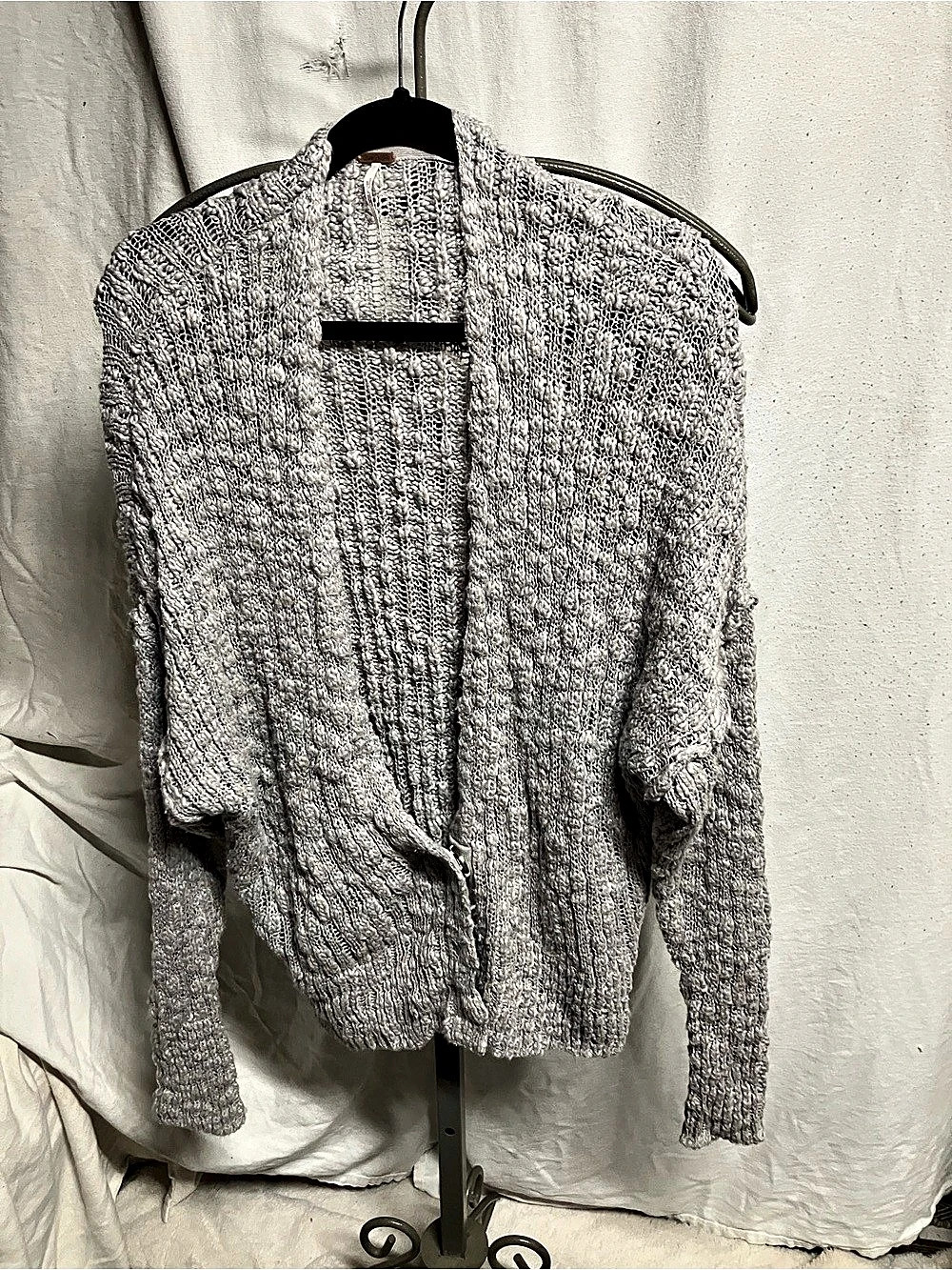 Free People We The Free Bobble Up Cardi Knit Cardigan Gray Medium